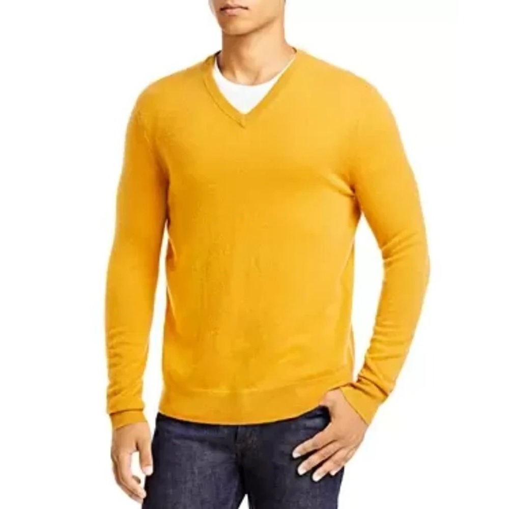 The Men's Store Cashmere V‎ Neck Sweater Pumpkin Size XXL 2XL New